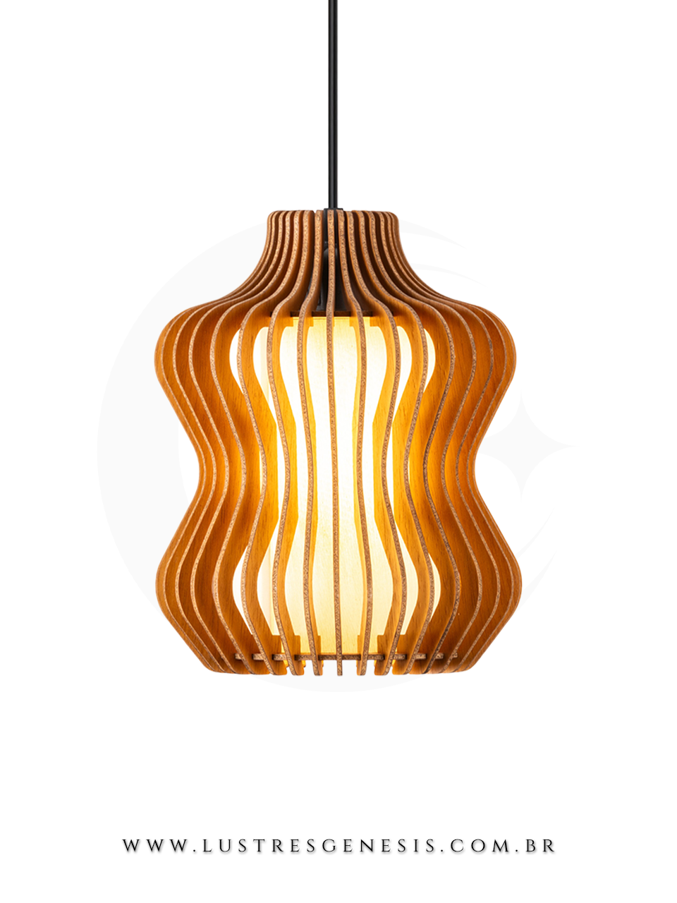 Pendente Inga Madeira Natural LMC447 E27 &Oslash;19cm, Cabeceira de Cama, Lavabo, Balcao de cozinha, Bancada de Cozinha